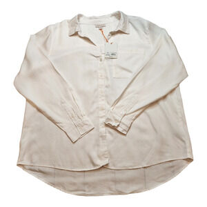 Knox Rose NWT Women's Long Sleeve Button-Down Shirt Ivory XXL